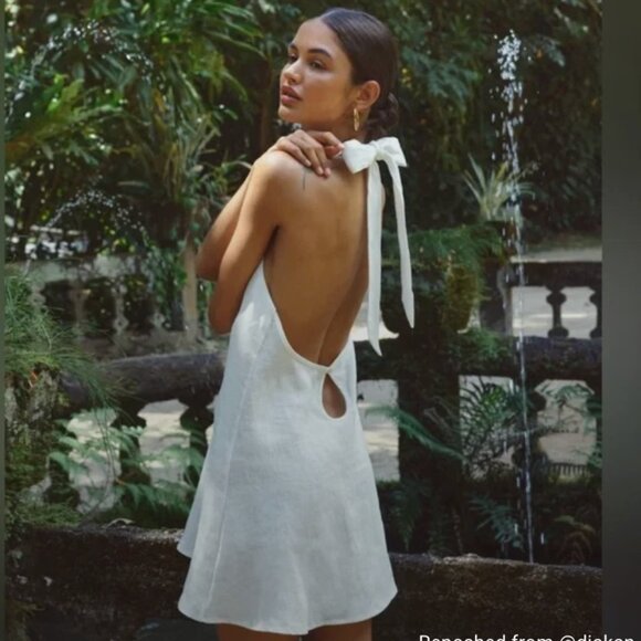White Linen Mini Dress - VRG GRL - Picture 6 of 6